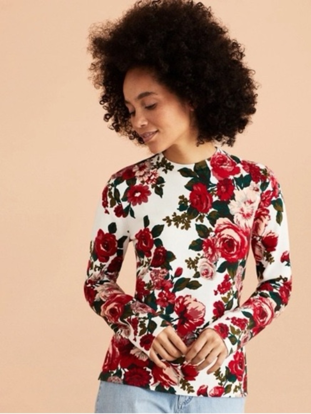 Brooks Brothers Floral-Print Cotton Sweater crewneck sweater size XL NWT